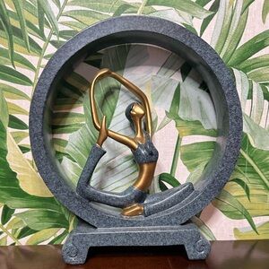Gray and Gold Yoga Pose Resin Sculpture